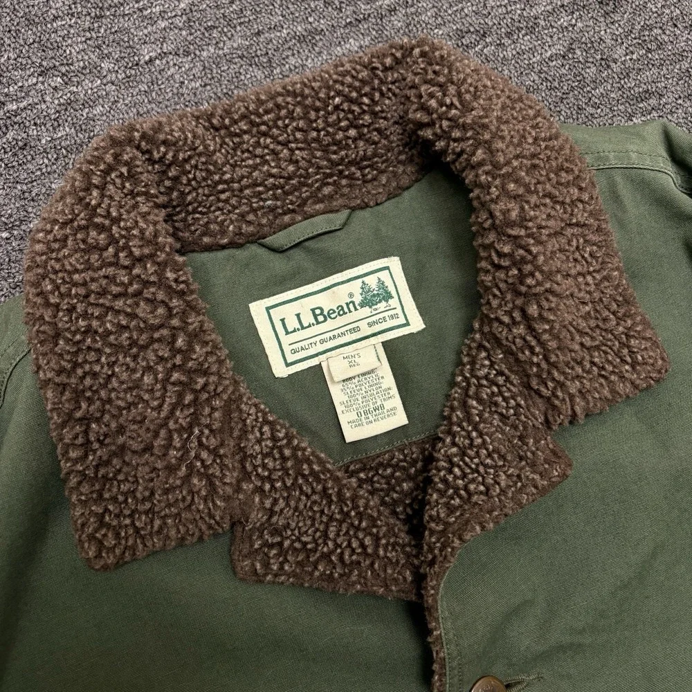 LL Bean Men's Chore Jacket VTG Sherpa Fleece Lined Barn Coat Canvas XL EUC